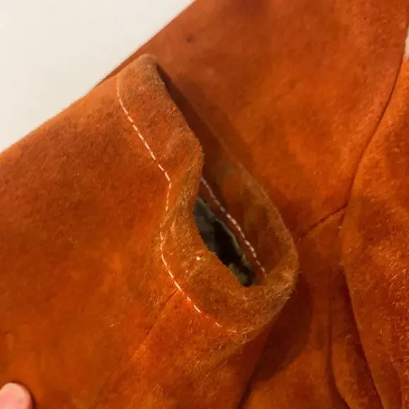 Vintage Penny Lane Rust Colored Suede Coat w/ Faux Fur Trim Snap Closure Sz XS - Picture 10 of 16